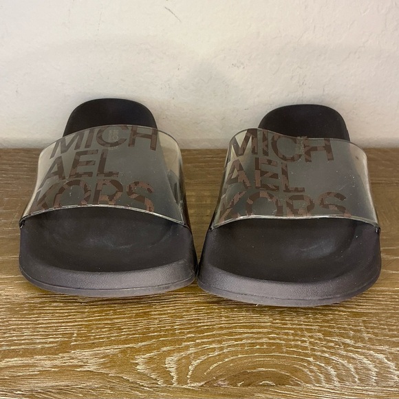 MICHAEL Michael Kors Gilmore Logo Print PVC Slide Sandal Womens  Size 9.5